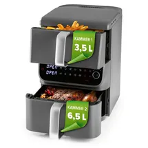 GOURMETmaxx FryUp Vertikale Doppelkammer-Heißluftfritteuse Grau 16404