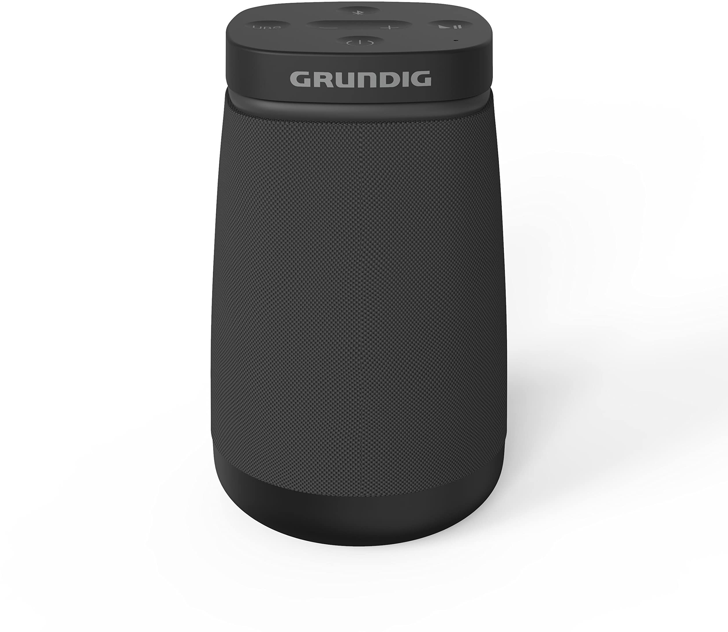 Grundig Bluetooth Lautsprecher Portable 360, Musikbox, 360°-Sound, 12 Watt RMS, bis zu 30 m Reichweite, bis zu 11 Stunden Akkulaufzeit, Freisprechfunktion, AUX Input, LED Akkustandanzeige, Schwarz