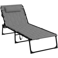 Outsunny Klappbare, Grau, Metall, 188x36x65 cm, Gartenmöbel, Gartenliegen