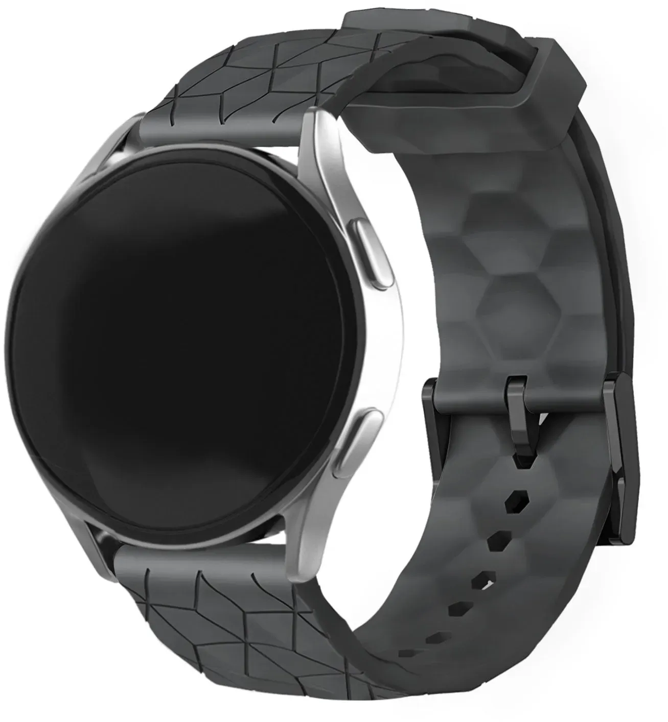 Strap-it Motorola Moto Watch - 47mm Armband Silikon 'Hexagon' für Motorola Moto Watch  - 47mm - Schwarz - Schnallenverschluss