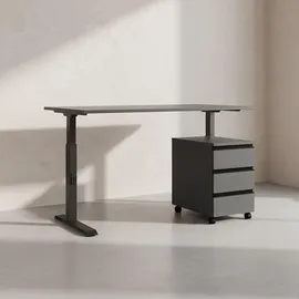 KADIMA DESIGN Büromöbel Set 2-teilig Schreibtisch 180x80cm & Rollcontainer Graphit Einstellbar 68-91 cm & Soft-Close Made in Germany Kadima Design