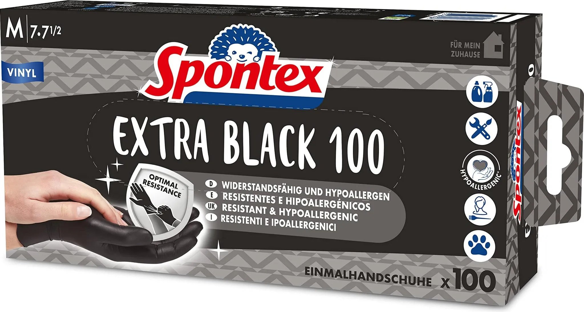 Spontex, Präsentierzubehör, Einmalhandschuhe Extra Black 100 aus Vinyl Gr. M