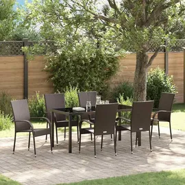vidaXL Garten Essgruppe 7 pcs Braun Poly Rattan 3379398