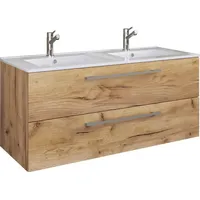 VCM 2-tlg. Doppel Waschplatz Waschtisch Badmöbel Set Waschbecken Budasi