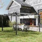 4x4 M Pergola-pavillon Mit Einziehbarem Dach, 8 Schrauben Und 8 Heringen Aus Aluminium, Polyester Und Metall, Weiß