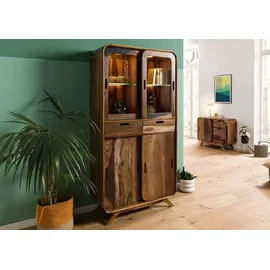 MASSIVMOEBEL24.DE Vitrine MAILAND 90 x 40 x 180 cm Dunkelbraun
