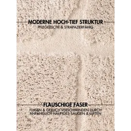 Ted Baker Jasper Hochflorteppich 80 x 150 cm Creme