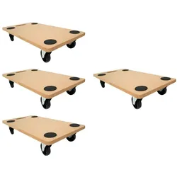 PROREGAL Mega Deal 4x Profi Transportroller mit 4 Rollen | HxBxT 11,5x30x60cm | Traglast 200kg | MDF-Platte | Braun | Möbelroller Rollbrett