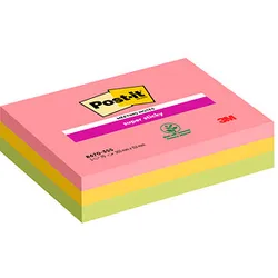 Post-it® Super Sticky Meeting Notes Haftnotizen extrastark farbsortiert, 3 Blöcke