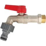 Hermann Schmidt Kugelauslaufventil 1/2 Zoll matt verchromt rot