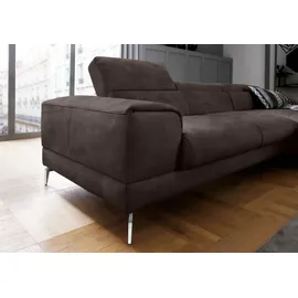 W.Schillig Ecksofa "piedroo, Designsofa mit tollem Sitzkomfort, bequem und elegant, L-Form", braun (mocca s37), B:303cm H:70cm T:193cm, Stoff S37 (100% Polyester): Luxus-Microfaser in Lederoptik, Sofas, Ecksofa, Kopfteilverstellung, wahlweise mit