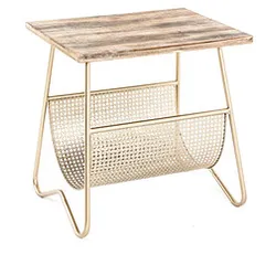 HAKU Möbel Beistelltisch Marmor buche 50,0 x 40,0 x 51,0 cm