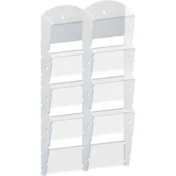 Wand-Plastikhalter für Prospekte - 2x4 A5, weiß