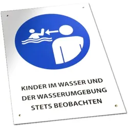 Warnschild "Kinder im Wasser und der Wasserumgebung stets beobachten" DIN EN 16713