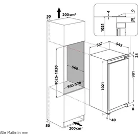 Bauknecht KSI 10VF3 Einbaukühlschrank (167 l, 1030 mm hoch)