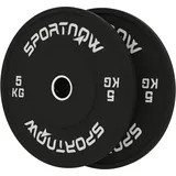 Set Mit 2 X 5 Kg Schweren Gummigewichtsscheiben Mit 5 Cm (2 Zoll) Loch Für Kurzhanteln Und Langhanteln, Schwarz