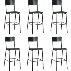 vidaXL Barhocker 6 Stk. Schwarz Massives Sperrholz Stahl