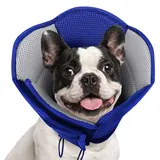AOFITEE Halskrause Hund Weich, Verstellbarer Hundekragen Leckschutz Hund, Atmungsaktiver Hundehalsband Schutzkragen für Kleine Hunde Elisabethanischer Vorbeugung von Biss- und Leckwunden (Blau, S)