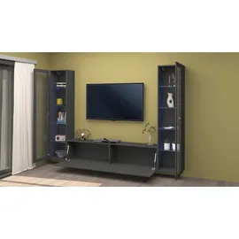 Home Affaire Wohnwand HOME AFFAIRE "Maruska", grau (anthrazit, anthrazit), B:260cm H:180cm T:30cm, Holzwerkstoff, Kastenmöbel-Sets, Wohnwand