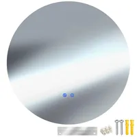 Tectake tectake® Runder LED Badezimmerspiegel, rahmenloses Design in 3