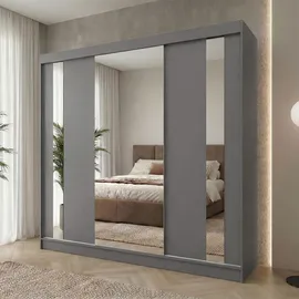 beautysofa Schwebetürenschrank Gaja 240 x 216 x 61 cm Grau