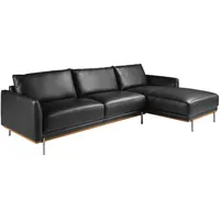 Angel Cerda Ecksofa, Schwarz, Edelstahl, Leder, L-Form, 295x160 cm, Wohnzimmer, Sofas & Couches, Wohnlandschaften, Ecksofas