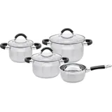 ELO Topfset Basic Black Steam 4tlg, Pfanne + Kochtopf, Silber
