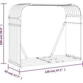 vidaXL Kaminholzunterstand Hellbraun 120x45x100 cm Verzinkter Stahl