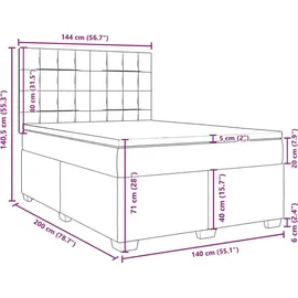 vidaXL Boxspringbett mit Matratze Taupe 140x200 cm Stoff