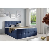 Boxspringbett Schlafzimmerbett CARMEN LUX 160x200cm Stoff Fancy Blau