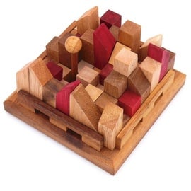 Rombol Stadtpuzzle - variantenreiches Denkspiel für Knobel-Fans aus Holz