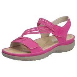 Riemchensandale RIEKER, Damen, Gr. 40, pink (fuchsia), Nubuklederimitat, sportlich, Schuhe, Sommerschuh, Sandalette, Keilabsatz, mit Gummizügen