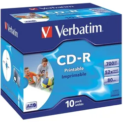 Verbatim CD-Rohlinge 700MB/80min bedruckbar im Jewel Case VE=10x10 Stück