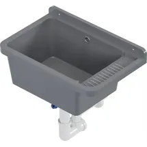 QLS Ausgussbecken 50x34 cm aus Kunststoff mit Siphon Garage Werkstatt Grau