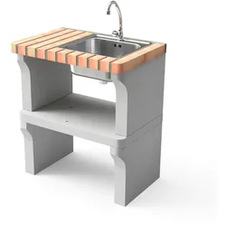 MOVELAR Modul Iberia aus farbigem Ziegelstein mit Spüle und Wasserhahn (links)