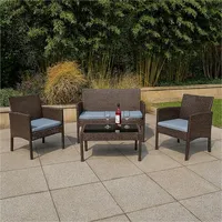 Hti-Living 4-teiliges Polyrattan Lounge-Set mit Tisch Gartenmöbel Set Zita