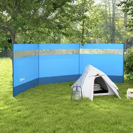 Outsunny Windschutz Polyester Stahl Blau 440L x 140H cm