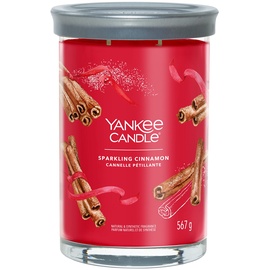Yankee Candle Signature Duftkerze ; große Tumbler-Kerze mit langer Brenndauer „Sparkling Cinnamon“ ; Soja-Wachs-Mix