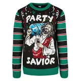 URBAN CLASSICS Savior Christmas Sweater Sweatshirts, Black/x-masgreen,