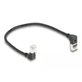 DeLock 80291 RJ45 Patchkabel CAT 6a S/FTP oben / unten gewinkelt, 0,25 m Schwarz