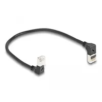 DeLock 80291 RJ45 Patchkabel CAT 6a S/FTP oben / unten gewinkelt, 0,25 m Schwarz