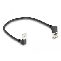 DeLock 80291 RJ45 Patchkabel CAT 6a S/FTP oben / unten gewinkelt, 0,25 m Schwarz