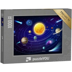 puzzleYOU Puzzle Puzzle 1000 Teile XXL „Sonnensystem-Planeten um die Sonne im Weltall“, 1000 Puzzleteile, puzzleYOU-Kollektionen