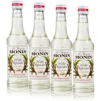 4x Monin Weißer Rohrzucker Sirup, 250 ml Flasche - für Cocktails, zum Kaffee oder Kochen