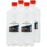 D.LINE Destilliertes Wasser 4x 1 Liter, Entmineralisiert nach Vorschrift VDE 0510 und DIN 43530