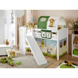 TICAA Podestbett mit Rutsche Ekki Country inkl. Vorhang  weiß/safari
