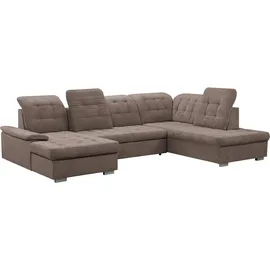 werk2 Wohnlandschaft »Kordula-New U-Form«, Sofa in U-Form mit Schlaffunktion & Bettkasten, Schlafcouch braun