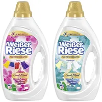 WEISSER RIESE Gel-Set 2x 22 Waschladungen (44WL) Aromatherapie 1x Color Orchidee & 1x Universal Lotus, mit Good Mood-Duft für unwiderstehlich duftende & strahlend saubere Wäsche