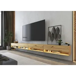 SKRAUT HOME Wohnzimmer-TV-Schrank, Großer Betrachtungswinkel, 360, LED, Wohnzimmermöbel, Moderner Stil, Eiche - 520_1