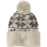 CARHARTT Knit Pom Jacquard Beanie 106647 - Weiß/Grau - Einheitsgröße